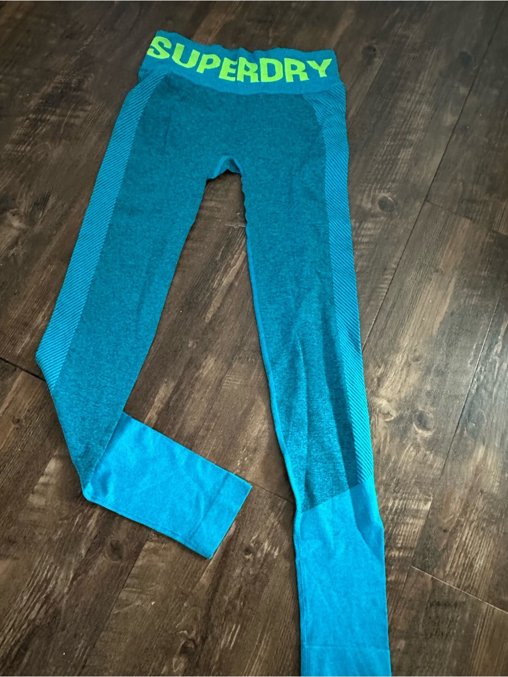 Superdry Teal & Neon Green Girls' Athletic Leggings